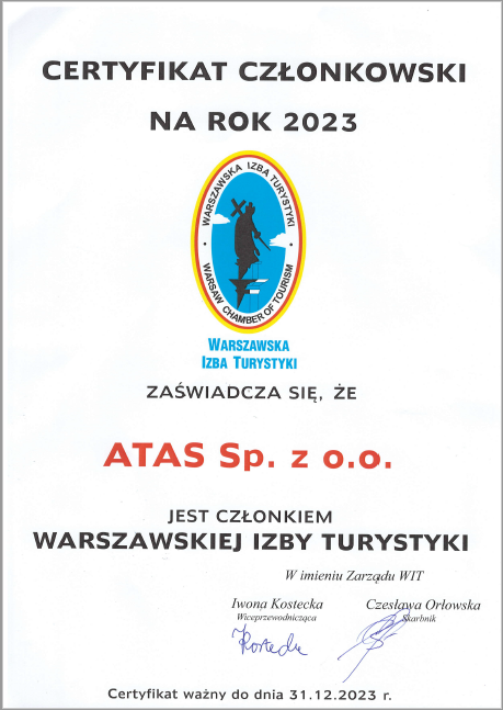 Certyfikat członkowski WIT 2023